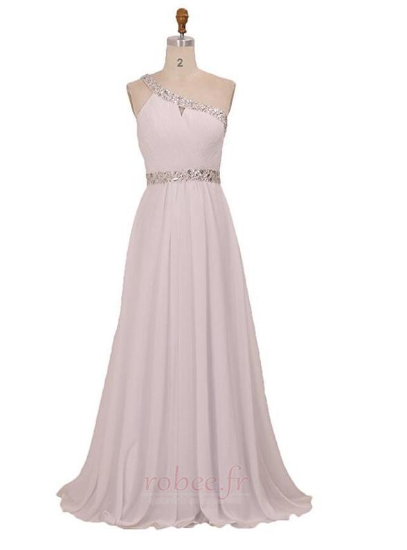 Robe de demoiselle d'honneur Luxueux Une épaule A-ligne Naturel taille 1 Robe de demoiselle d'honneur Luxueux Une épaule A-ligne Naturel taille 1