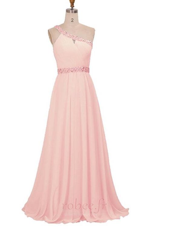 Robe de demoiselle d'honneur Luxueux Une épaule A-ligne Naturel taille 5 Robe de demoiselle d'honneur Luxueux Une épaule A-ligne Naturel taille 5