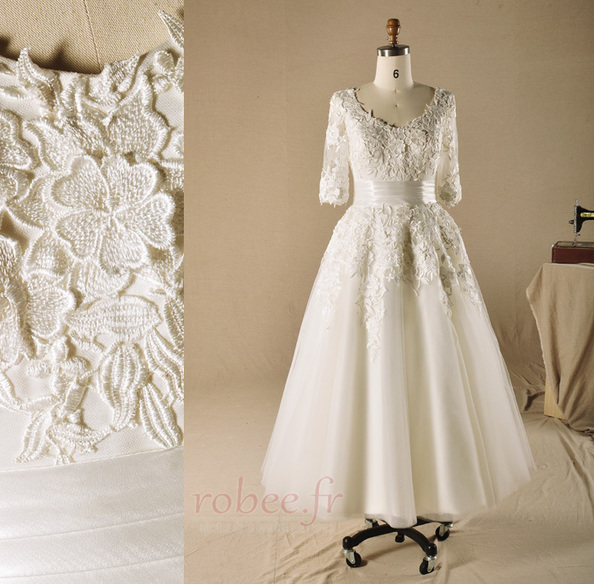 Robe De Mariée Princesse Formelle Longueur Cheville Médium