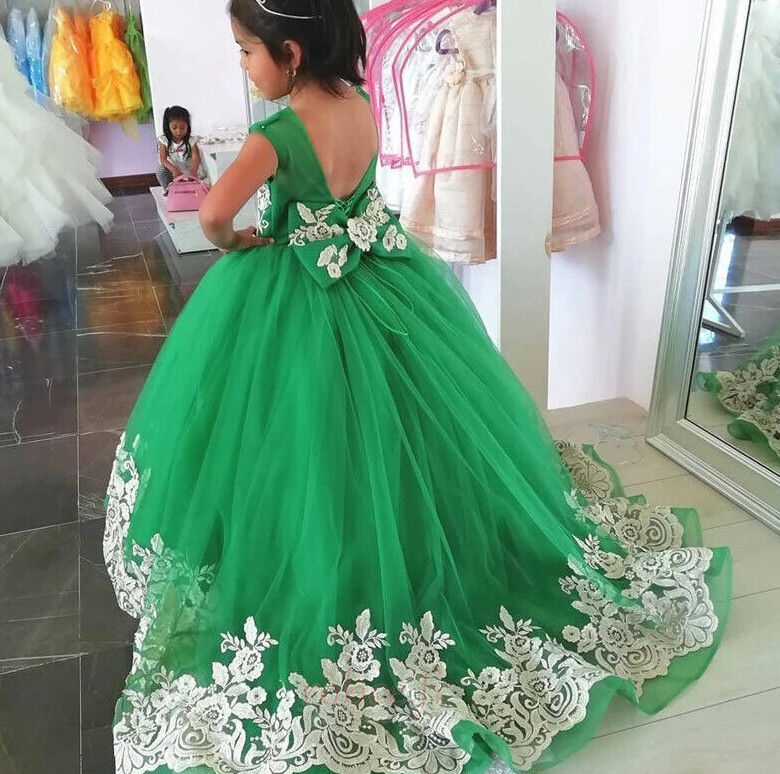 Robe de fille de fleur Dentelle A-ligne Automne Formelle Orné de Nœud à Boucle 3 Robe de fille de fleur Dentelle A-ligne Automne Formelle Orné de Nœud à Boucle 3