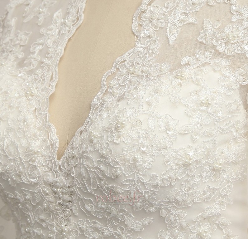 Robe de mariée Sirène Formelle Fermeture à glissière Col en V 6