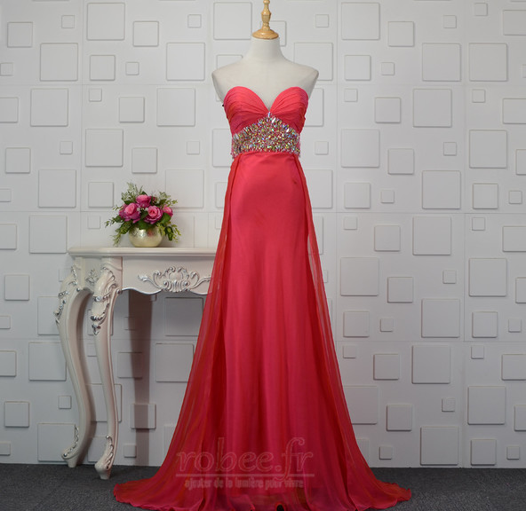 Robe de soirée Dos nu Perler A-ligne Col en Cœur Sans Manches 1 Robe de soirée Dos nu Perler A-ligne Col en Cœur Sans Manches 1