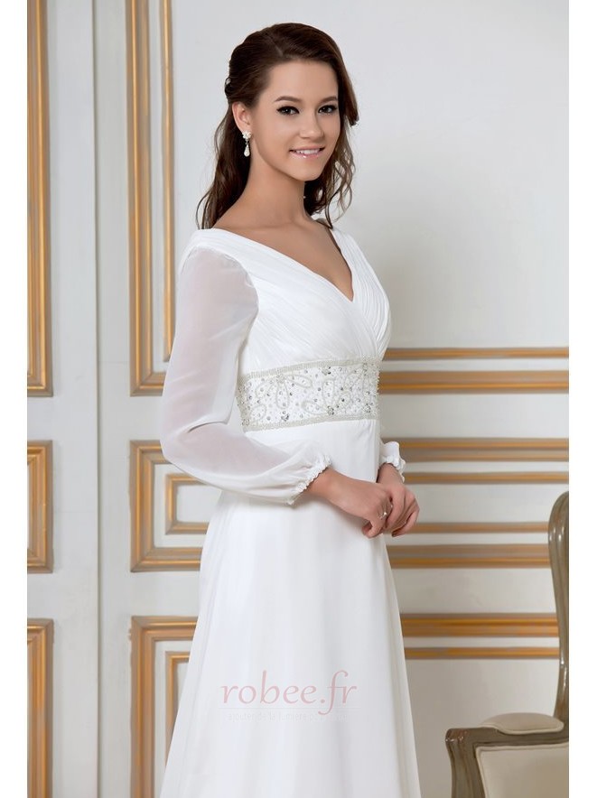 Robe de mariée Hiver vogue Mousseline Ample & Ornée Asymétrique 4