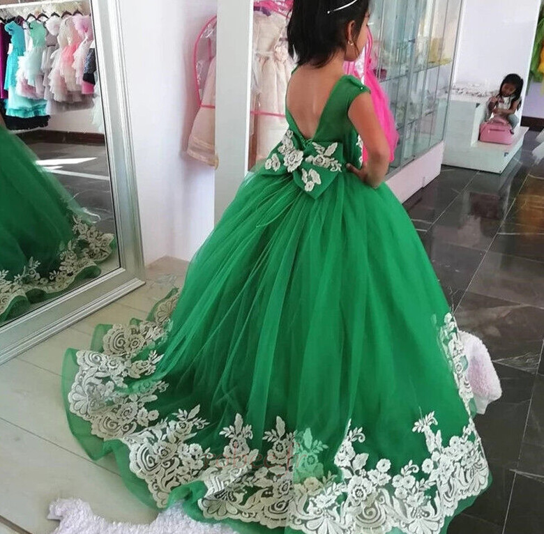 Robe de fille de fleur Dentelle A-ligne Automne Formelle Orné de Nœud à Boucle 2 Robe de fille de fleur Dentelle A-ligne Automne Formelle Orné de Nœud à Boucle 2