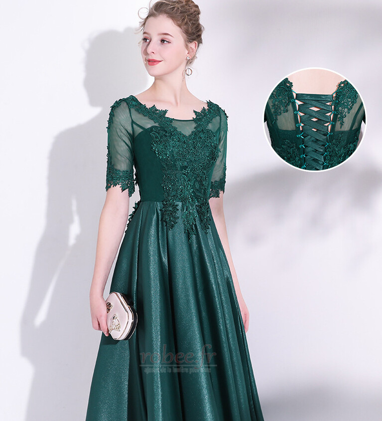 Robe de soirée noble Soie Lacez vers le haut Perler Couvert de Dentelle 4 Robe de soirée noble Soie Lacez vers le haut Perler Couvert de Dentelle 4