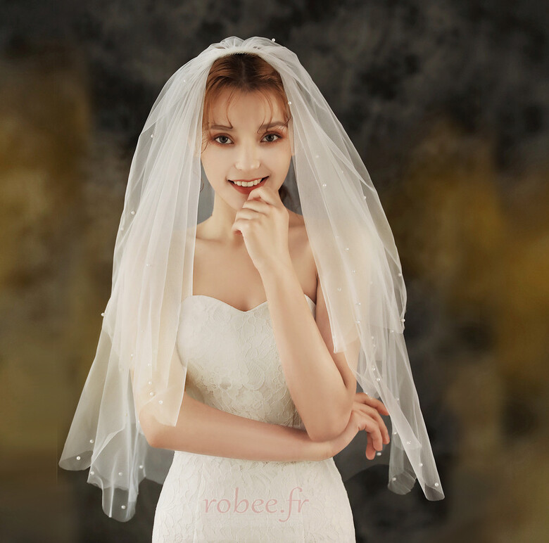 Voile de mariage simple mariée coiffure de mariage studio photo voile double ordre voile de perle 2