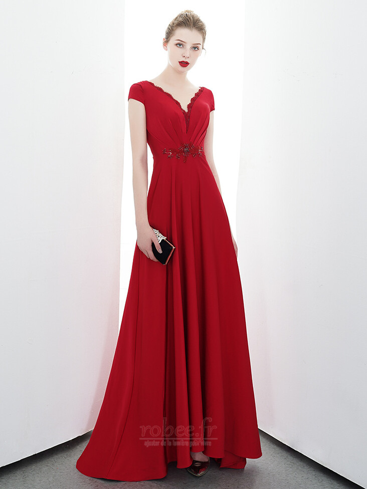 Robe de soirée Simple Manche de T-shirt Fermeture à glissière 1 Robe de soirée Simple Manche de T-shirt Fermeture à glissière 1