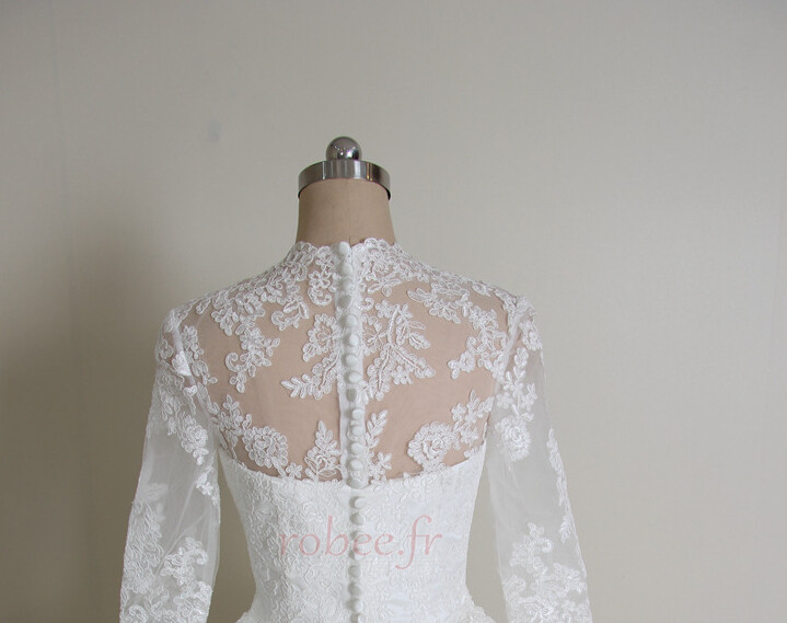 Robe de mariée A-ligne Soie Longue Fermeture à glissière Sage 2