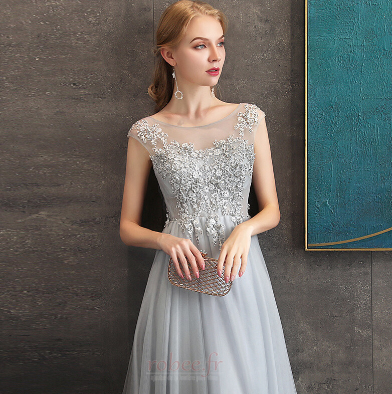 Robe de soirée Col Bateau Perle Couvert de Dentelle A-ligne Lacez vers le haut 5 Robe de soirée Col Bateau Perle Couvert de Dentelle A-ligne Lacez vers le haut 5