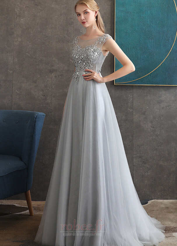 Robe de soirée Col Bateau Perle Couvert de Dentelle A-ligne Lacez vers le haut 6 Robe de soirée Col Bateau Perle Couvert de Dentelle A-ligne Lacez vers le haut 6