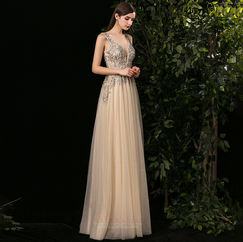 Robe de bal Dos nu A-ligne Mariage Drapé Tulle Sans Manches Luxueux 5 Robe de bal Dos nu A-ligne Mariage Drapé Tulle Sans Manches Luxueux 5