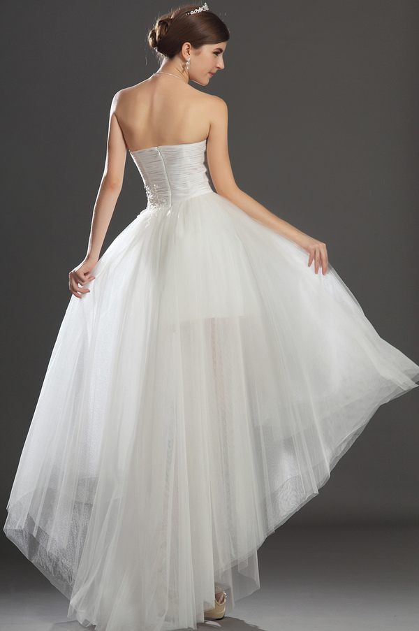 Robe de mari e Romantique Haut Bas Asym trique Fermeture